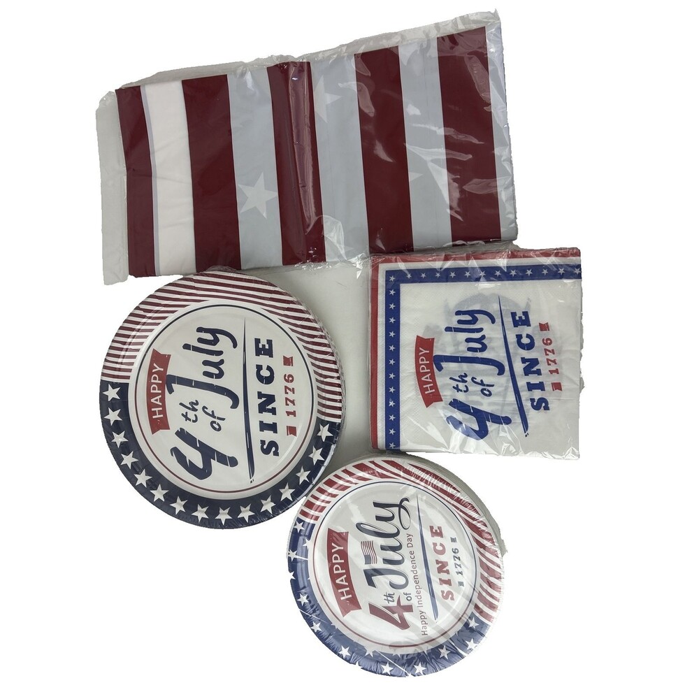 4th of July Party Set Plates Napkins Patriotic USA Red White Blue